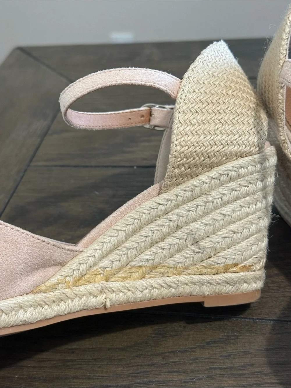 Espadrille Wedge Sandals in Blush Pink